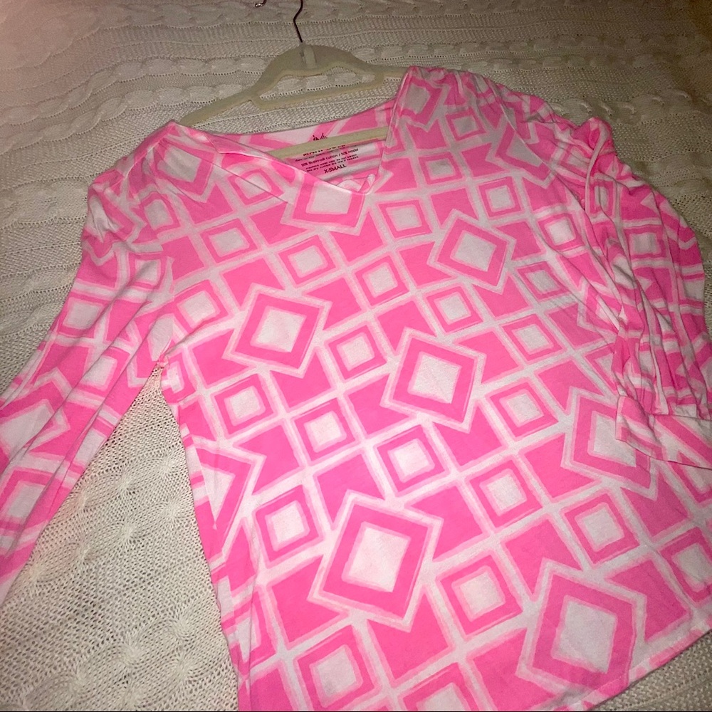 MAHI GOLD long sleeve blouse, pink white XS